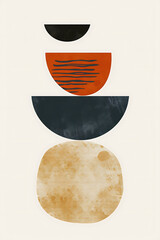 vector illustration. Boho, minimalist, geometric shapes on top of each other, plain, three shapes. White background