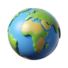 Planet earth transparent background 3d rendering