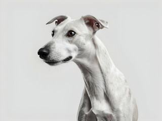 Whippet dog on white background