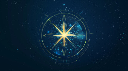 A star icon with trails, symbolizing celestial navigation and guidance by the stars, Icons for navigation