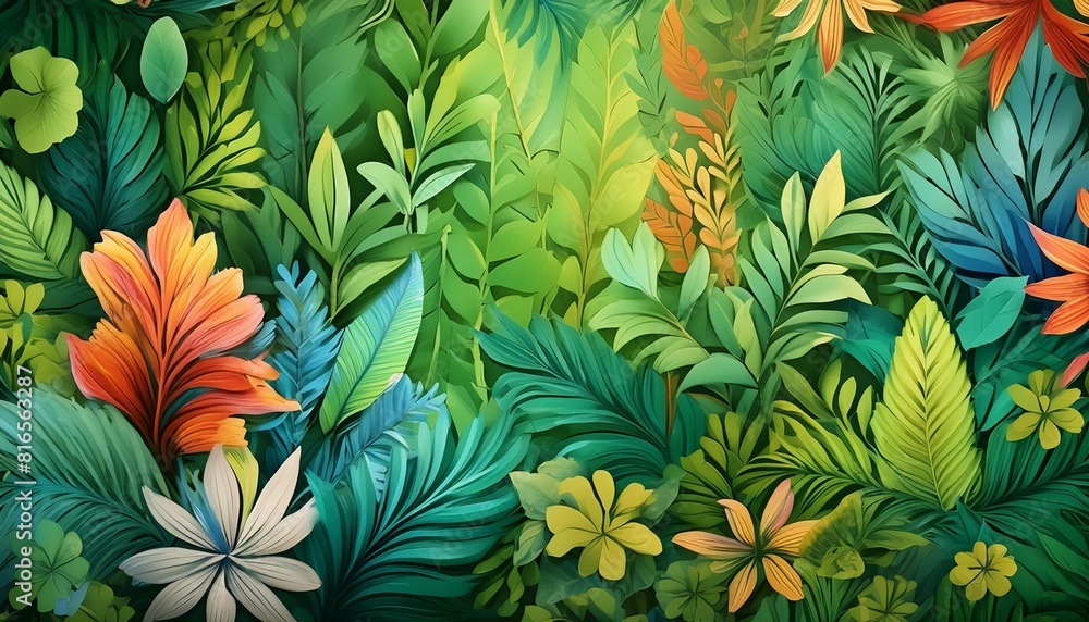Aufkleber the abstract floral pattern on the wall adds a vibrant pop of color to the summer themed background 