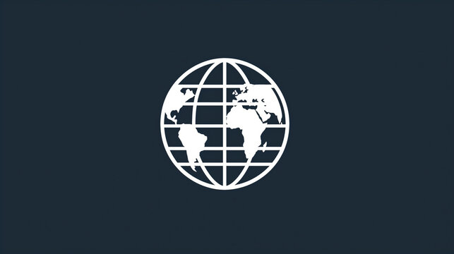 A globe icon with lines of latitude and longitude, representing global information or geographical data, Information icons