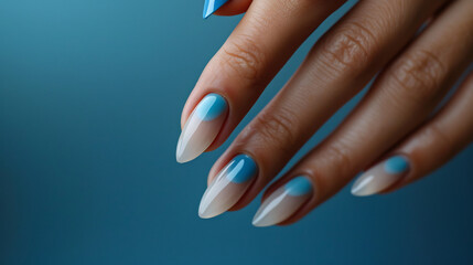 Blue French Nail Art