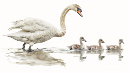 Obraz premium Parenting Journey of Mute Swans