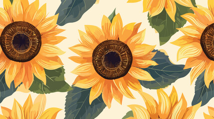 Pattern of sunflowers isolated icon style vector