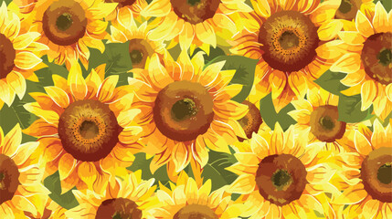 Pattern of sunflowers isolated icon style vector