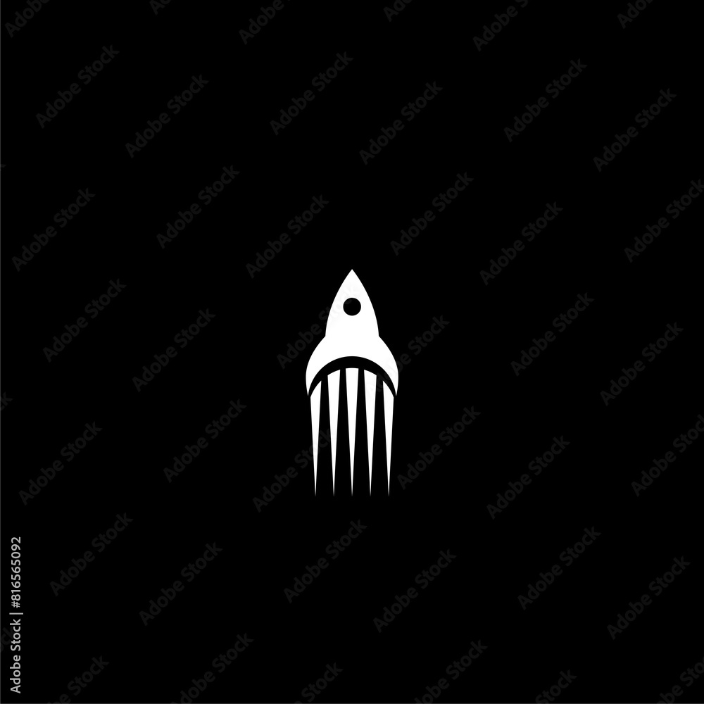 Poster rocket simple icon isolated on dark background