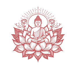 vesak buddha lotus hand drawn vector