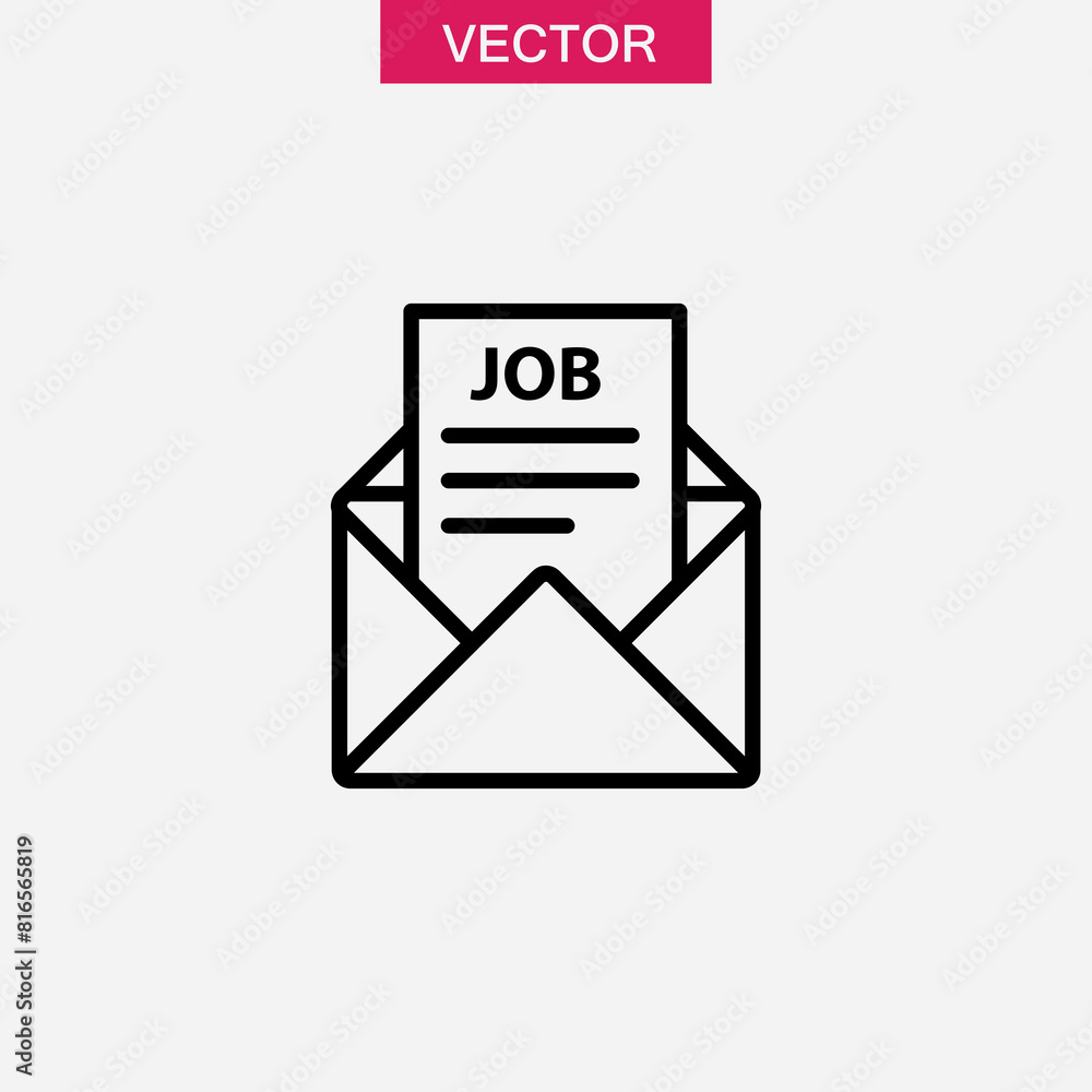 Poster mail with job offer outline icon.open envelope with job letter vector trendy style illustration for 