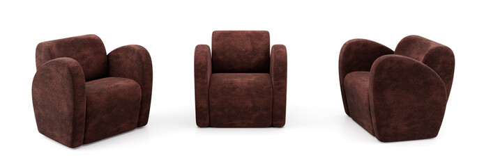 3d render armchair isolated on white background .different angles view