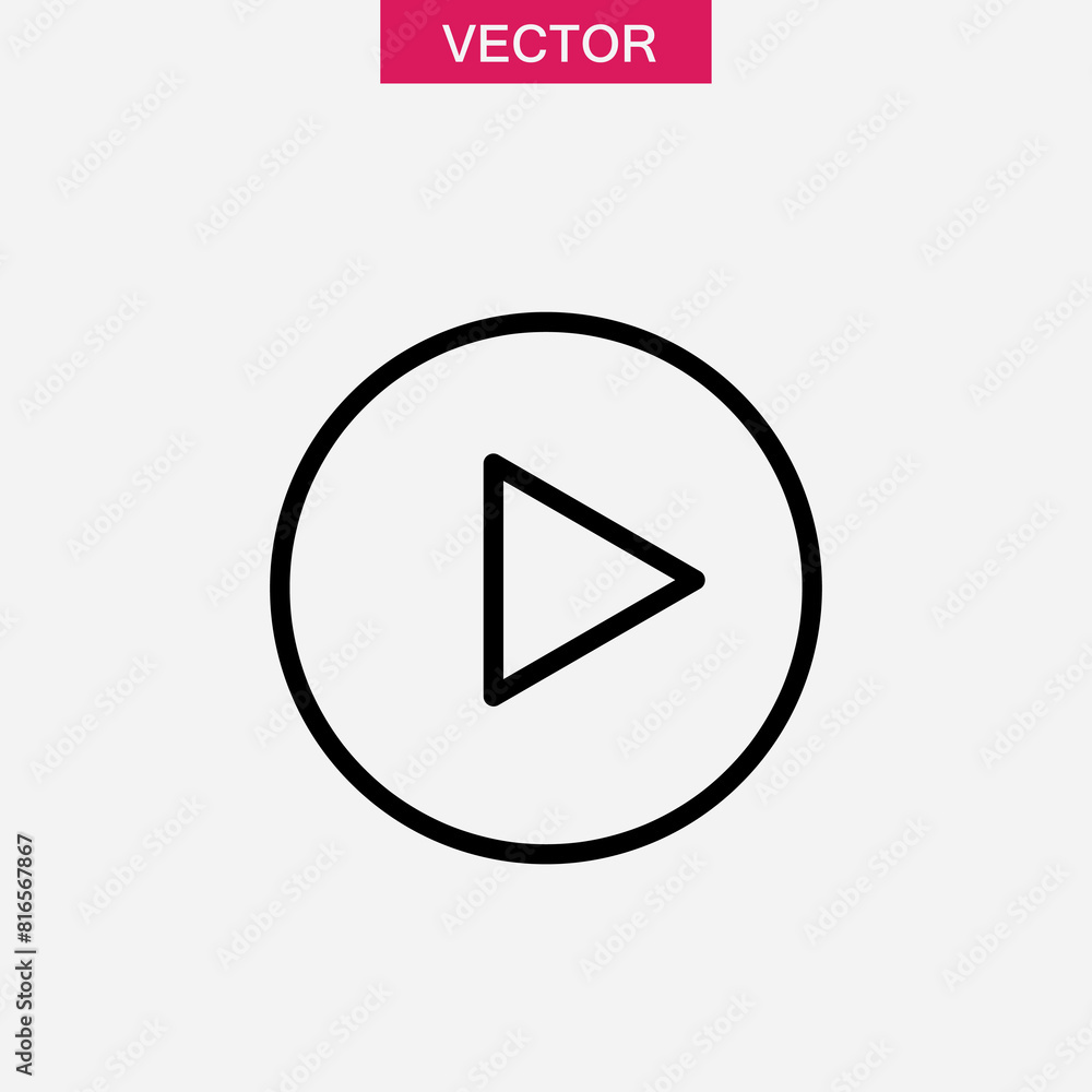 Poster play button line icon, vector flat simple illustration for web and app..eps