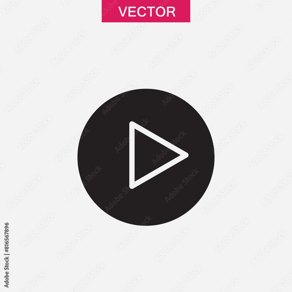 Poster play button vector flat blck trendy style illustration for web and app on white background..eps