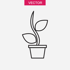 Plant in the pot line icon. Sprout symbol flat simple illustration on white background..eps