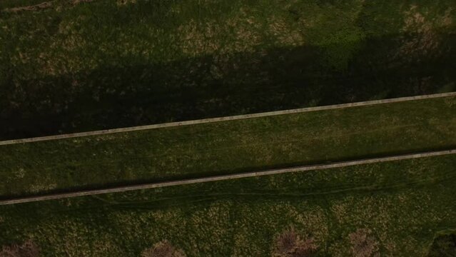An aerial view of the Ledbury Viaduct bridge in England during daylight