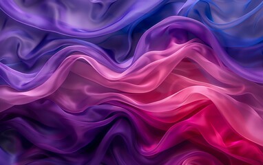Obraz premium Waves of fabric in the colors of the bisexual flag flowing smoothly, with a subtle shimmer effect to give a sense of motion Style Realistic, Digital Illustration, LGBT.