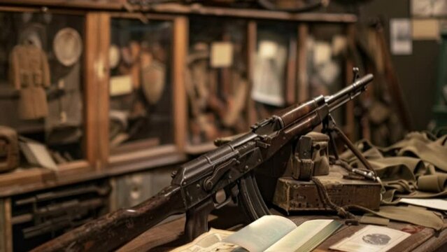old house and contents of books along with weapons and books
