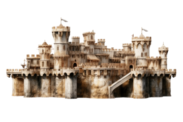 The Enchanted Citadel: A Timeless Fortress on White or PNG Transparent Background.