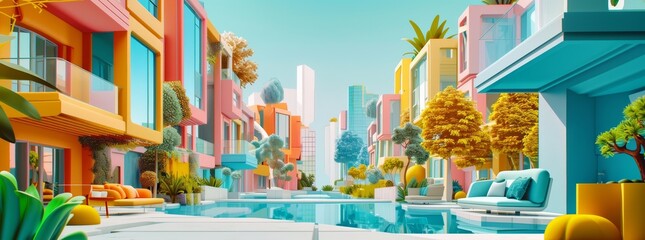 Fototapeta premium Birthplace side view urban development theme 