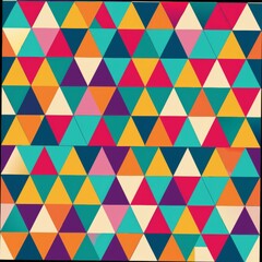 Fototapeta premium Seamless pattern of colorful triangles arranged in a grid formation, creating a vibrant and dynamic design, Generative AI 
