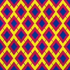 Seamless pattern of diamond shapes with bold contrasting colors, creating a visually striking gift wrap, Generative AI