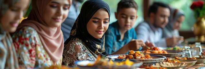 Multicultural Family Savoring Traditional Meal Together in Cozy Dining Setting