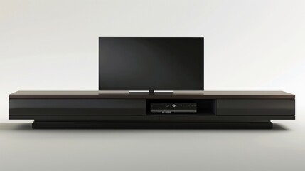 A sleek and modern TV stand with ample storage space, designed to hold entertainment essentials, displayed against a white background for a clean look.