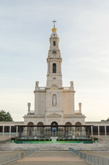 Fototapeta premium Facade of Sanctuary of Fatima, Portugal. Important Marian Shrines and pilgrimage location in the world for Catholics