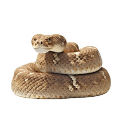 Obraz premium Venomous Rattlesnake Coiled Up on a Textured Surface.