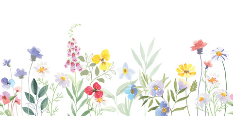 watercolor arrangements with small flower. Botanical illustration minimal style.
