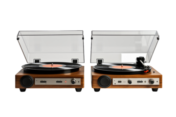 Harmonic Fusion: A Serenade of Turntables on White or PNG Transparent Background.