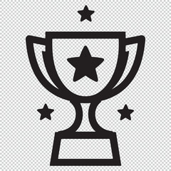 Simple and minimalistic award pokal icon, black vector illustration on transparent background
