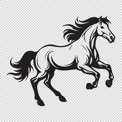 Black simple horse icon logo design, vector illustration on transparent background