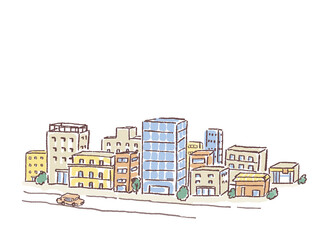 街、都市、ビル、街、住居、街並み
