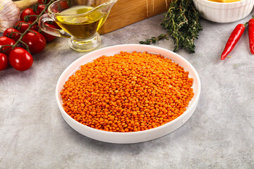 Raw red lentil for cooking