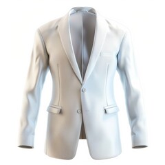 A white blazer placed on a plain white background for design purposes