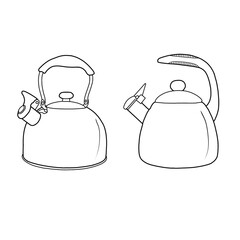 Traditional stainless steel kettle with whistle isolated on a white background