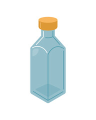 An empty glass bottle for storing various types of liquids.