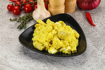 Italian cuisine - yellow risotto with chicken