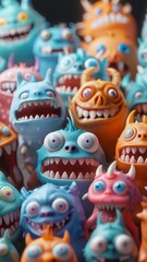 Fototapeta premium Colorful Group of Cartoon Monsters