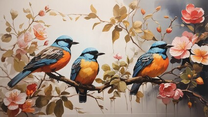 bird on a branch of a tree Generated Ai 