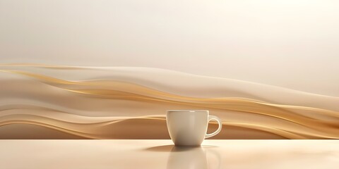 Simple Coffee Cup on Neutral Table with Natural Light. Concept Product Photography, Coffee Cup, Neutral Background, Natural Light