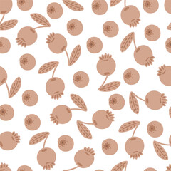 Berries brown pastel flat design children seamless pattern