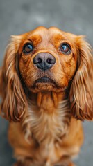 Close up of an English Cocker Spaniel with a sad expression on its face