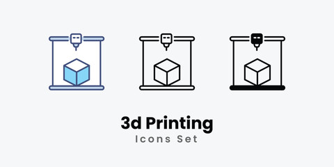 3d Printing Icons thin line and glyph vector icon stock illustration