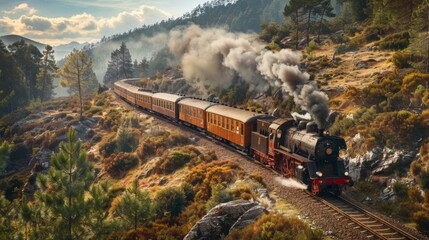 Charming image of a steam train chugging through picture