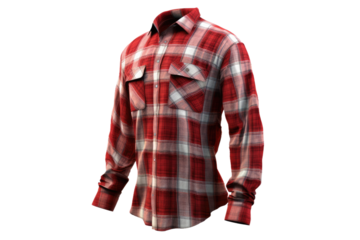 Crimson Symphony: A Plaid Shirts Dance on White or PNG Transparent Background.