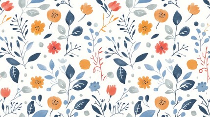 Fototapeta premium Colorful hand-drawn floral pattern illustration