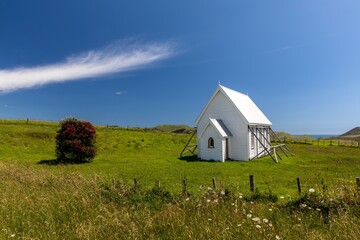 Historic pioneer church in the countryside. Awhitu, Waiuku, Auckland, New Zealand. © Zenstratus