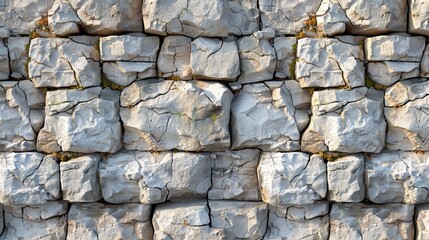 Fototapeta premium Textured stone wall with moss accents