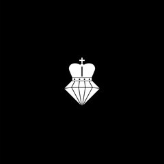 Diamond with crown simple icon isolated on dark background